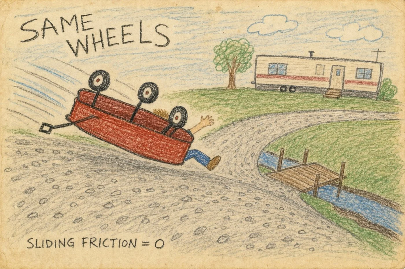 The wagon, the hill, and the discovery of sliding friction.